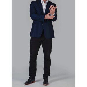 Mens Navy Blue Business Class By Babani Blazer Jacket With Black Velvet Collar T